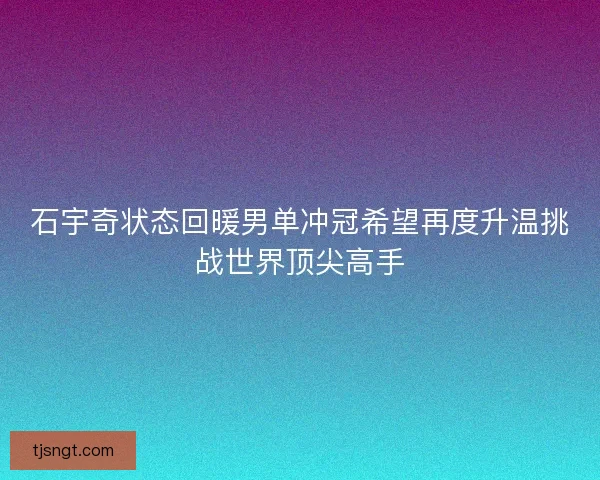 石宇奇状态回暖男单冲冠希望再度升温挑战世界顶尖高手 石宇奇状态回暖男单冲冠希望再度升温挑战世界顶尖高手